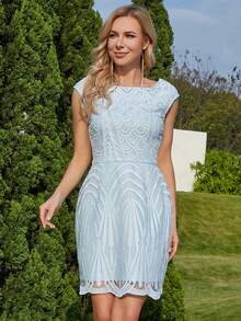 Eilly Bazar Lace Sleeveless Dress - Baby Blue - View 4