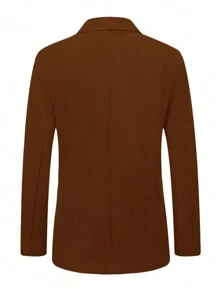 Manfinity Homme Men Double Breasted Lapel Collar Overcoat - Brown - View 3