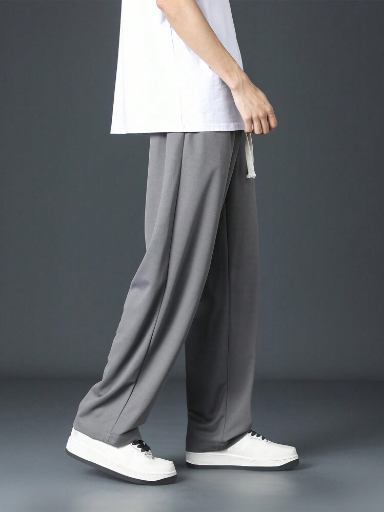 Plus Size Men's Letter Patch Drawstring Waist Sports Sweatpants - Dark Grey - View 6