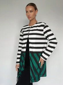 Maija Abrigo con estampado de rayas con parte delantera abierta - Multicolor - Ver 5