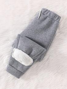 SHEIN Young Boy Thermal Lined Sweatpants - Grey - View 5