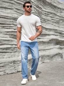 Manfinity Nam Túi nghiêng Quần legging thẳng - Rửa nhẹ - Xem 3