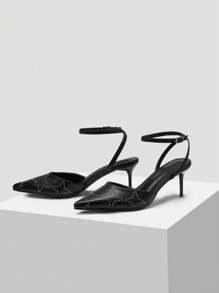 MOTF PREMIUM STAR STUDDED ANKLE STRAP HEELS - Black - View 8