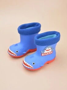 Boys' Blue Cartoon Animal Shark Fashionable Classic Personalized Simple Package Head Casual Rain Boots (pattern Random) - Blue - View 6