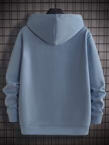 GENTILAND Men Letter Graphic Kangaroo Pocket Drawstring Hoodie - Apricot - View 2