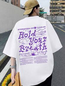 Men Slogan Graphic Drop Shoulder Tee - White - View 1