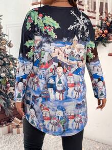 SHEIN LUNE Hơn In Giáng sinh Áo thun Thả vai - Nhiều màu - Xem 2