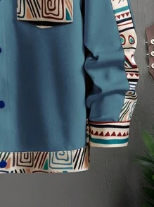 Manfinity Homme Nam In Địa lý Túi có nắp Thả vai áo - Màu xanh bụi bặm - Xem 3