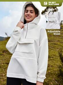 In My Nature 翻盖口袋落肩卫衣 - 白色 - 查看 1