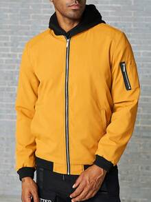 Calvornis Hombres Cazadora tipo bomber con cremallera sin camiseta - Naranja - Ver 7