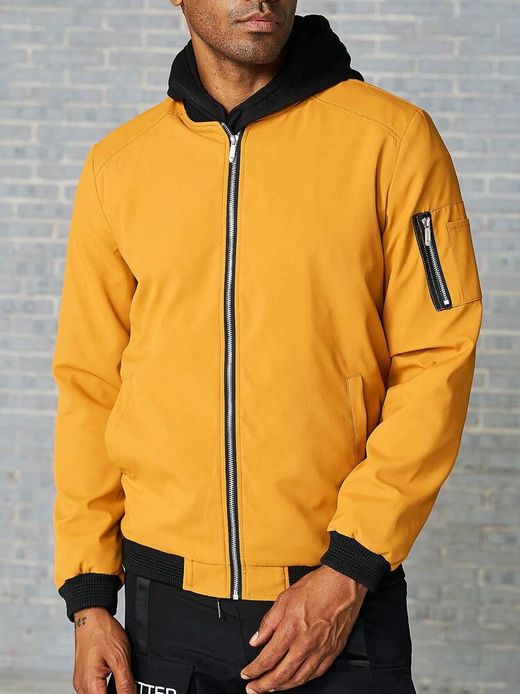 Manfinity Mode Hombres Cazadora tipo bomber con cremallera sin camiseta - Naranja - Añade 7