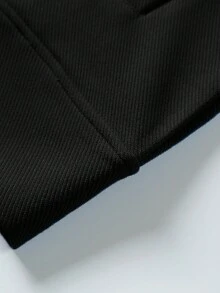 Men Solid Button Up Shawl Collar Slant Pocket Sweatshirt - Black - View 8