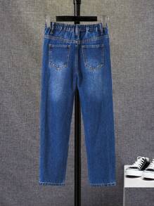 SHEIN Tween Boy Cat Whisker Scratch Jeans - Dark Wash - View 2