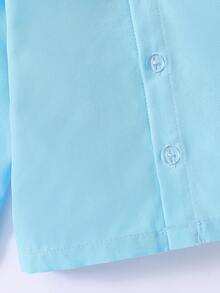 男嬰素色西裝外套&前蝴蝶結襯衫和褲子 - 淺藍色 - 查看 7