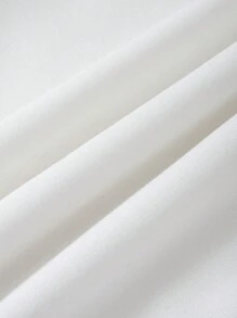 SHEIN EZwear 字母圖案袋鼠口袋抽繩保暖連帽衫 - 白色 - 查看 4