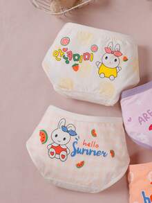 女小童4入組卡通圖案內褲 - 彩色 - 查看 3