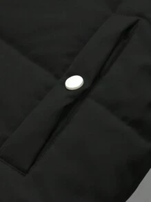 Claim Dot 宽松男士字母印花拉链开合夹棉外套（不含毛衣） - 黑色 - 查看 6