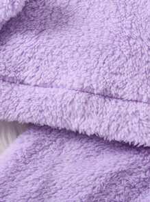 Young Girl Letter Embroidery Teddy Hoodie & Pants - Dusty Purple - View 6