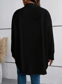 SHEIN LUNE Große Größe Shirt mit Drop Shoulder Knopf vorne,