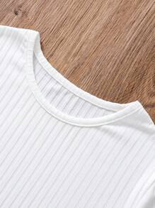 SHEIN 十幾歲女孩毛絨罩衣,長袖t恤,喇叭褲,3入組,不帶腰帶 - 彩色 - 查看 4