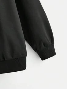 SHEIN EZwear Plus Size Headphone Print Drop Shoulder Sweatshirt - Black - View 3