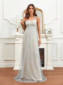 SHEIN Belle Tương phản Sequin Lớp phủ lưới Ăn mặc trang trọng - Nhiều màu - Xem 3