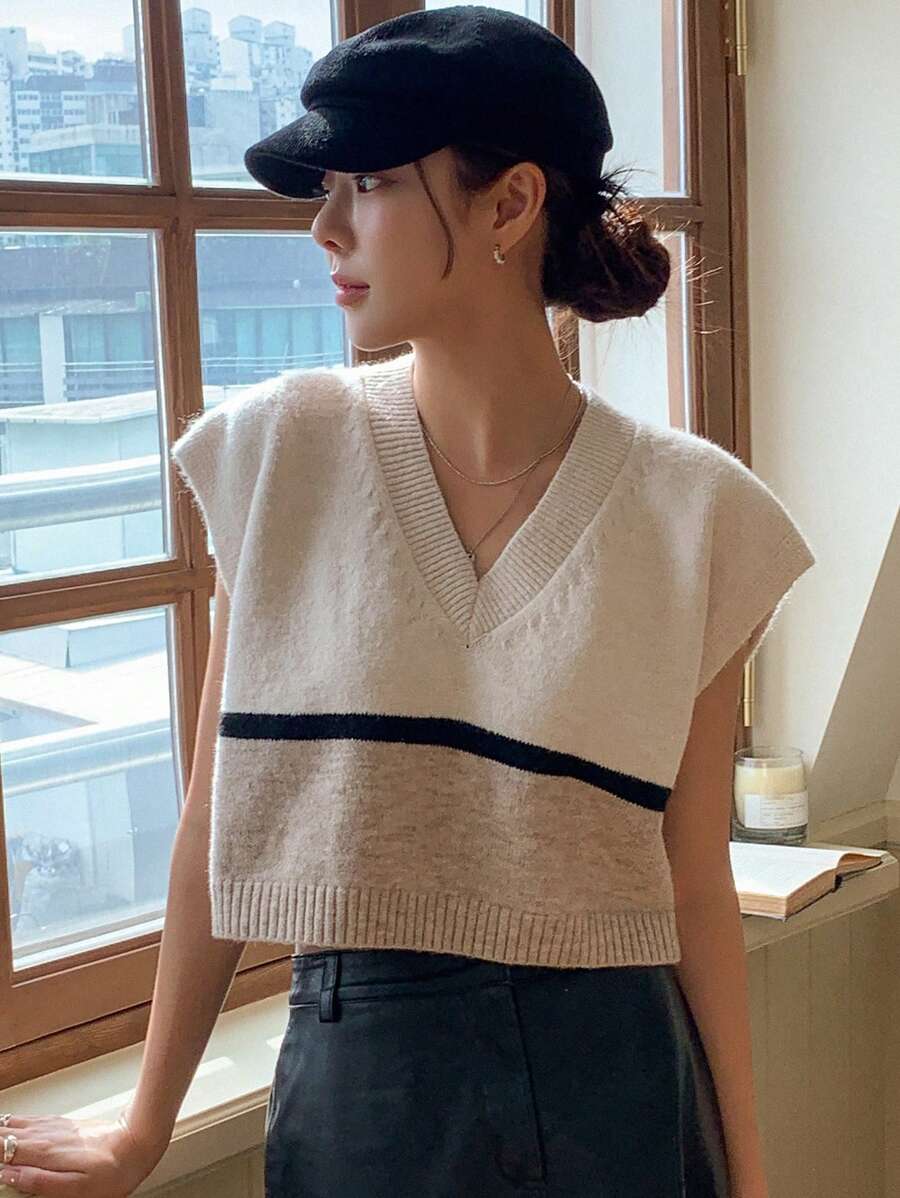 DAZY Áo len chui đầu Colorblock, Quần áo mùa thu - Nhiều màu - Xem 1