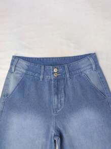Zipper Fly Wide Leg Jeans - Light Wash - View 7