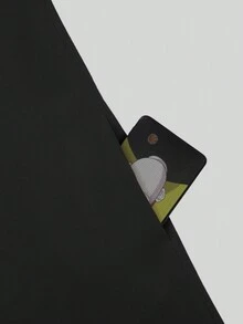 素色蝙蝠袖長款襯衫 - 黑色 - 查看 6