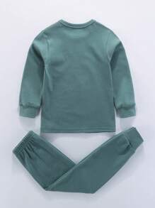 Conjunto de pijamas de manga comprida com estampa de desenho animado para menino