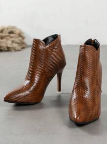 Của phụ nữ Giày bốt ngắn Cao gót Mới Nâu Phong cách phương Tây Giày ống Ankle Gầy Nhọn Gợi cảm Giày ống Với trái cam Chi tiết - màu nâu - Xem 7