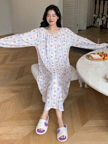DAZY 印花插肩袖睡裙 - 彩色 - 查看 4