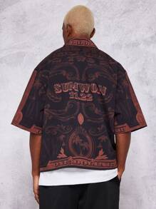 SUMWON Boxy Fit Zip Nylon Shirt With All Over Print - Multicolor - View 2