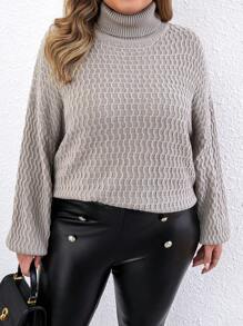 SHEIN CURVE+ Talla grande Jersey cuello alto de hombros caídos