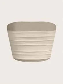 Muchica 素色褶邊短款抹胸上衣 - 杏色 - 查看 2