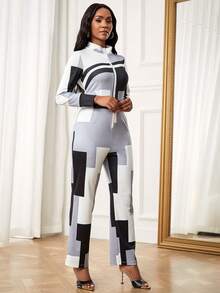 SHEIN Lady Women's Color Block Jumpsuit - Multicolor - View 6