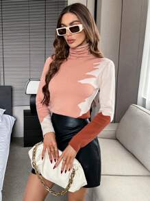 SHEIN Privé Khối màu Áo cao cổ Áo len - Nhiều màu - Xem 4