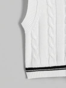 Emma Jane Creative 女士v領針織毛衣背心 - 杏色 - 查看 6