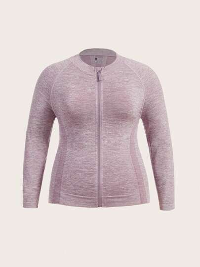 Gameset SHEIN Sport 大碼雜色針織插肩袖前拉鍊運動夾克