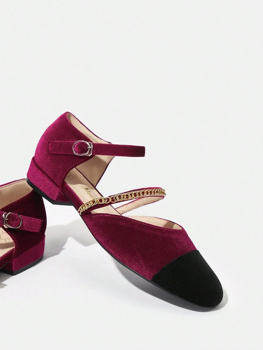 SheIn MOD Women Color Block Round Toe Flats - Multicolor - View 1