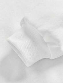 SHEIN Cô gái Tween Hình ảnh hoạt hình và chữ cái Lót nhiệt Áo nỉ - trắng - Xem 4