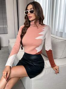 SHEIN Privé Khối màu Áo cao cổ Áo len - Nhiều màu - Xem 1