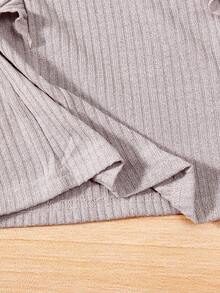 SHEIN 女大童荷葉邊小高領T恤 - 灰色 - 查看 3