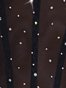 Glamine Charm Rhinestone Mesh Sexy Bodysuit For Women - Black - View 7