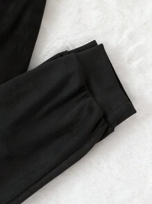 Tween Boy Embroidery Panda Pattern Raglan Sleeve PJ Set - Dark Grey - View 4