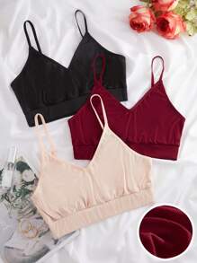 大碼3入組素色胸罩 - 彩色 - 查看 1