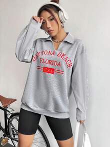 SHEIN Unity 字母圖案落肩袖運動衫 - 彩色 - 查看 6