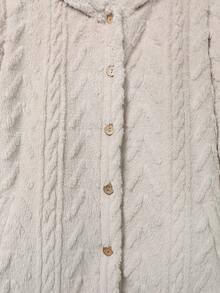 Mulvari 大碼前紐扣連帽外套 - 杏色 - 查看 4