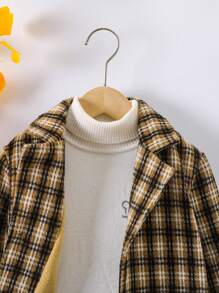 SHEIN Young Boy Plaid Print Thermal Lined Overcoat Without Sweater - Multicolor - View 4
