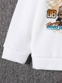 SHEIN 男小童汽車和字母圖案連帽衫和運動褲 - 黑色 - 查看 8